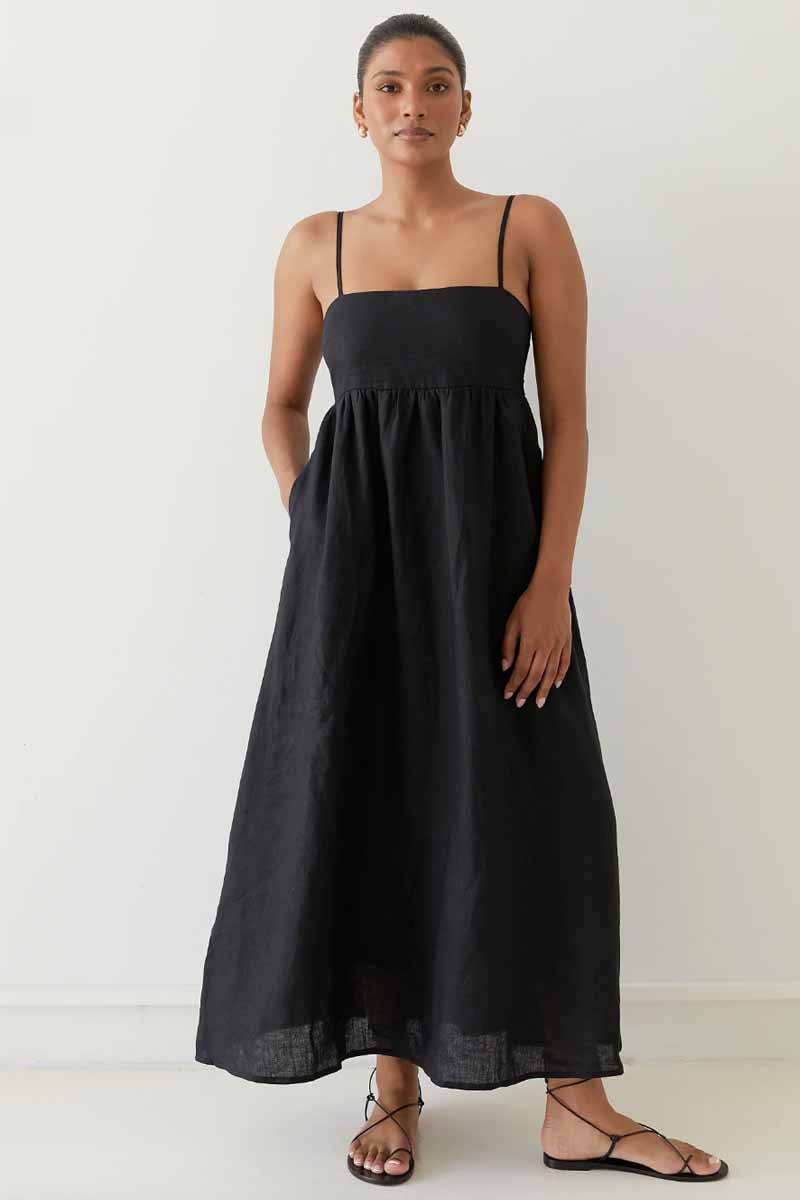 BISK THE LABEL Rory Linen Maxi - Black