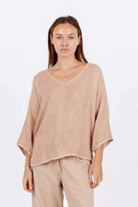 CARBON THE LABEL Estelle V Neck Top - Ombre Soft Camel