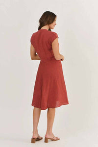 NATURALS BY O & J  GA521 Linen Dress - Cedar