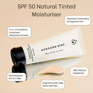 AVOCADO ZINC SPF 50 Natural Tinted Moisturiser - Medium Dark