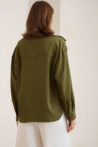 Olive Cupro Top