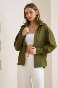 Olive Cupro Top