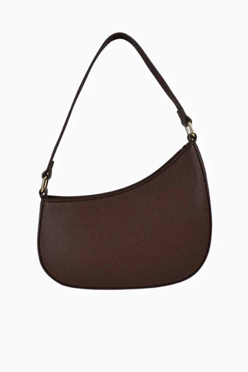 PETA + JAIN Swerve. Asymmetrical Shoulder Bag - Choc Pebble