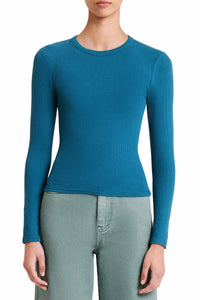 NUDE LUCY Rib L/S Tee - Teal