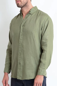 DESTii Long Sleeve Linen Shirt - Khaki
